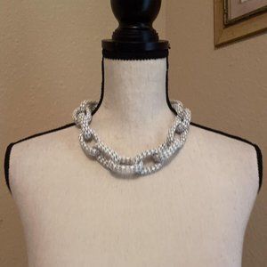 Signed EXPRESS Chunky White Chain Costume Necklace Adjustable Length